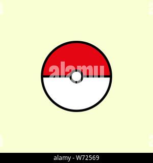September 23, 2016 Vector icon of the pokeball. Isometric illustration. Pokemon container eps 10 Stock Vector