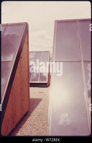 A solar system was installed on a flat roof Stock Photo - Alamy