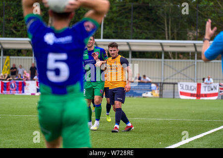 Slough Town FC vs Dorking Wanderers at Arbour Park, Slough, Berkshire, England on Saturday 03 August 2019. Photo: Philip J.A Benton Stock Photo