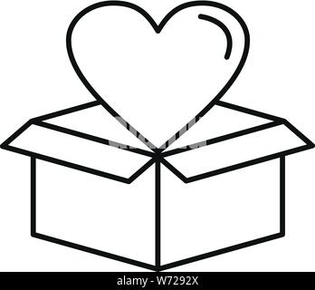 Heart box icon. Outline heart box vector icon for web design isolated on white background Stock Vector