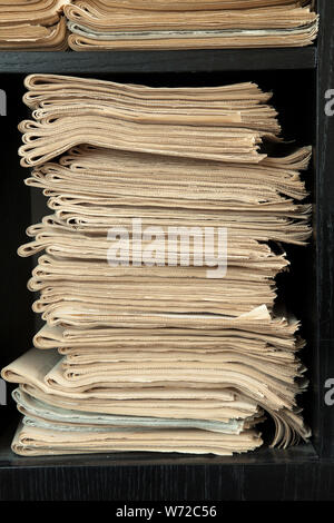 A stack of old newspapers, old, fat yellow. Stock Photo