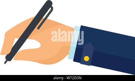 Hand writing on papers icon. Flat illustration of hand writing on papers vector icon for web design Stock Vector
