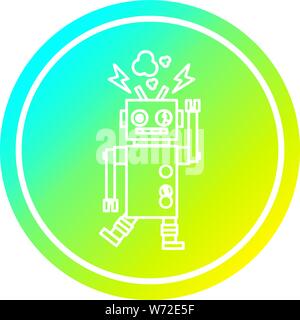 malfunctioning robot circular icon with cool gradient finish Stock ...