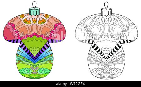 Christmas decorations zentangle styled with clean lines for t-shirt design, tattoo and other decorations Stock Vector