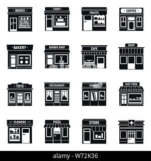 Local business shop icons set. Simple set of local business shop vector icons for web design on white background Stock Vector