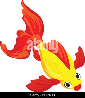 Top view goldfish icon. Cartoon of top view goldfish vector icon for web design isolated on white background Stock Vector