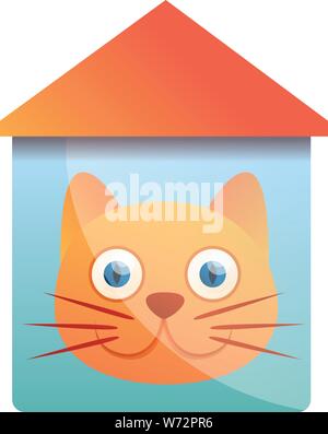 House cat logo. Cartoon of house cat vector logo for web design isolated on white background Stock Vector
