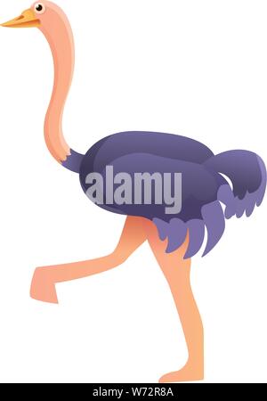 Walking ostrich icon. Cartoon of walking ostrich vector icon for web design isolated on white background Stock Vector