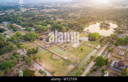 Aerial view. Sukhothai Historical Park in Sukhothai province Northern of Thailand. Stock Photo