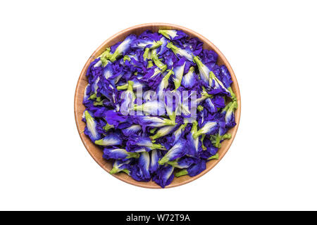 Fresh purple Butterfly pea flower. Studio shot and isolated on white background. Food or herb concept Stock Photo