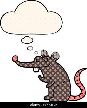 cartoon rat with thought bubble in comic book style Stock Vector