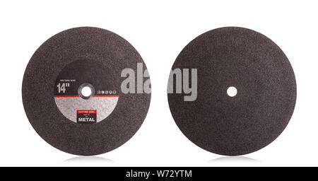 14 inch new black cutting disc for metal isolated on white backgrond Stock Photo
