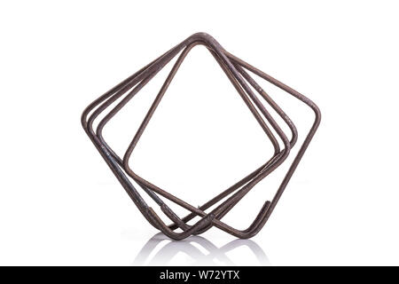 Steel stirrup for construction beam isolated on white background Stock Photo