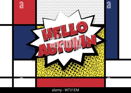 Automn comic text speech bubble pop art Stock Vector