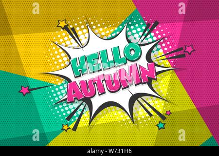 Automn comic text speech bubble pop art Stock Vector
