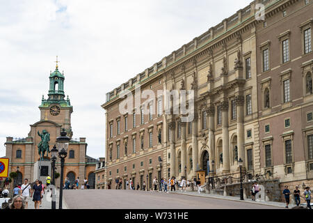The Royal Palace and the Great Church (Storkyrkan), officially Church of St. Nicholas (Sankt Nikolai kyrka) Stockholm, Sweden Stock Photo