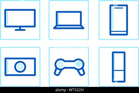 Simple line icons set for online store of electronic goods and household appliances. Vector illustration Stock Vector