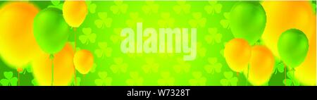 St. Patricks Day abstract vector web banner with colorful balloons Stock Vector
