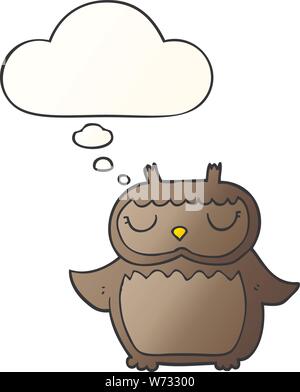cartoon owl with thought bubble in smooth gradient style Stock Vector