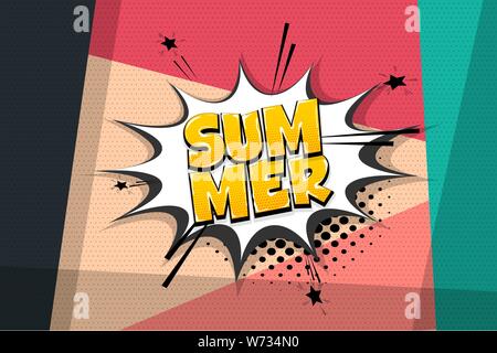Summer comic text speech bubble pop art Stock Vector