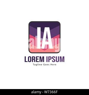 Initial IA logo template with modern frame. Minimalist IA letter logo vector illustration design Stock Vector