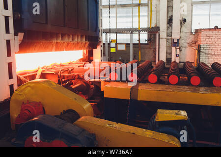 casting, the part of steel production at steel mill. Stock Photo