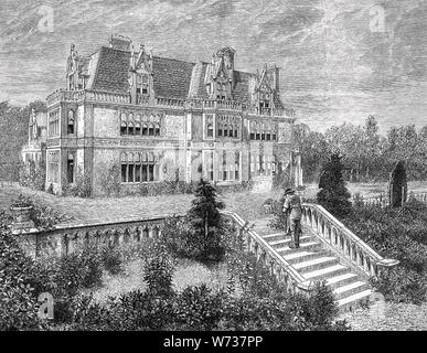 ALFRED TENNYSON (1809-1892) English poet. His home at Aldworth House, Black Down, near Haslemere, Surrey Stock Photo