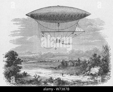 HENRI GIFFARD (1825-1882) French engineer  with his 1852 invention of a steam injector powered dirigible airship Stock Photo