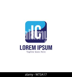 Initial IC logo template with modern frame. Minimalist IC letter logo vector illustration design Stock Vector