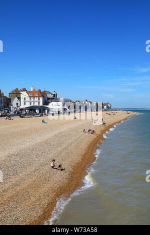 The beach and seafront in pretty Deal, on Kent's east coast, in England, UK