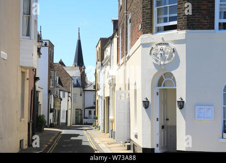 Coppin Street, between Middle Street and the sea, in Deal's pretty old town, on Kent's east coast, in the UK Stock Photo