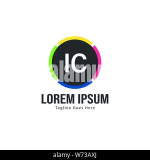 Initial IC logo template with modern frame. Minimalist IC letter logo vector illustration design Stock Vector