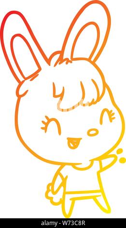 warm gradient line drawing of a cute rabbit Stock Vector
