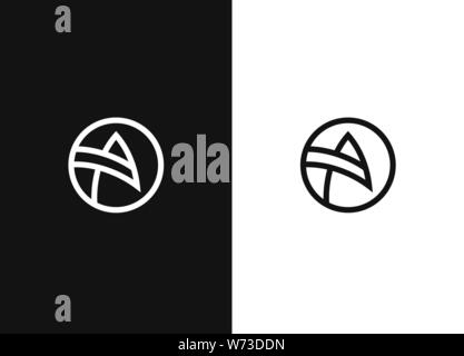 Modern elegant monogram design template with letter A. Round linear icon. Minimalist template for branding and logo design. Black and white design ele Stock Vector