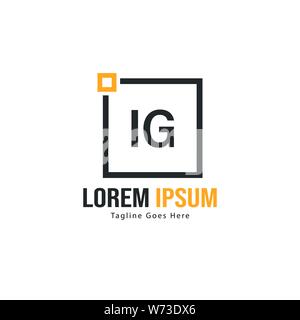 Initial IG logo template with modern frame. Minimalist IG letter logo vector illustration design Stock Vector