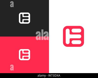 Initial letter E in square rounded shape. Logo icon design template elements. Monogram. Linear logo. Simple vector sign illustration in a modern style Stock Vector
