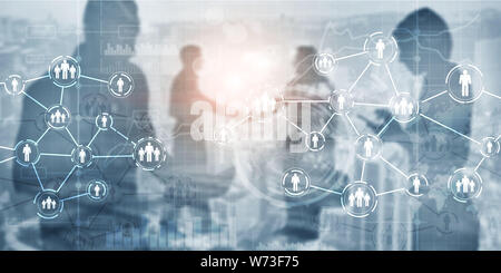 Icon of people with network connections. Social media concept. Stock Photo