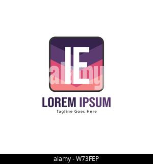 Initial IE logo template with modern frame. Minimalist IE letter logo vector illustration design Stock Vector