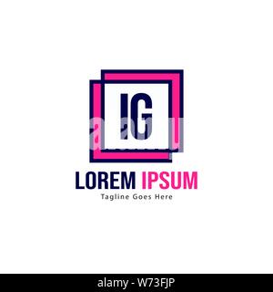 Initial IG logo template with modern frame. Minimalist IG letter logo vector illustration design Stock Vector