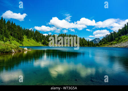 MT BAKER AREA LAKE WITH REFLECTIONS Stock Photo