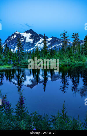 MT BAKER AREA LAKE WITH REFLECTIONS Stock Photo