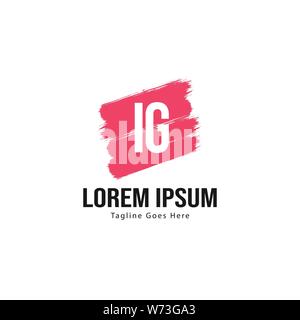 Initial IG logo template with modern frame. Minimalist IG letter logo vector illustration design Stock Vector
