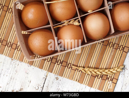 Fresh chicken eggs from the farm Stock Photo