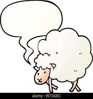 cartoon sheep with speech bubble in smooth gradient style Stock Vector
