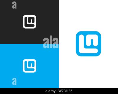 Initial letters L and N logo template design in square rounded shape. Monogram. Concept logo label or badge. Icon design template element. Abstract sh Stock Vector
