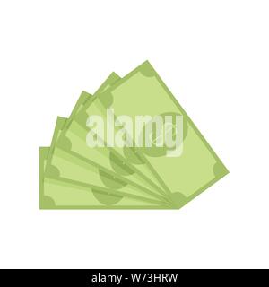 Fan banknote dollar. Cash bill note, banking paper, green dollar currency, vector stack banknote, pay wage banknotes illustration. Money fan salary, h Stock Vector