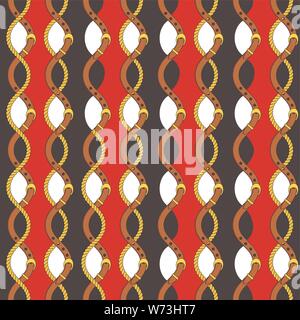 Seamless pattern with gold chains, pendants and straps Stock Vector