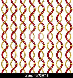 Seamless pattern with gold chains, pendants and straps Stock Vector