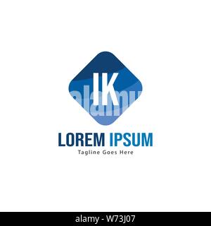 Initial IK logo template with modern frame. Minimalist IK letter logo vector illustration design Stock Vector