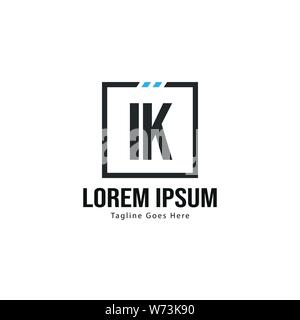Initial IK logo template with modern frame. Minimalist IK letter logo vector illustration design Stock Vector
